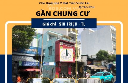 Cho thuê Nhà 2 Mặt Tiền Vườn Lài 64m2, 2Lầu+ST,18triệu